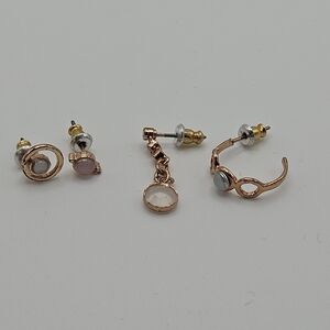 rose gold tone mixed asymmetric earring set
